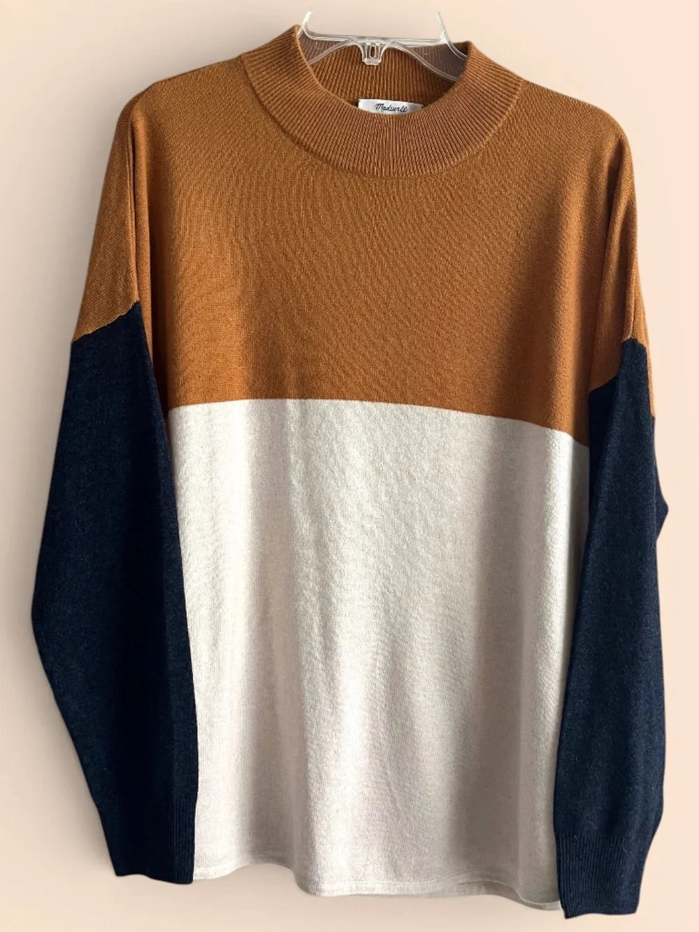 Madewell Merino Viscose Alpaca Polyamide Colorblock Mock Neck Sweater Size L